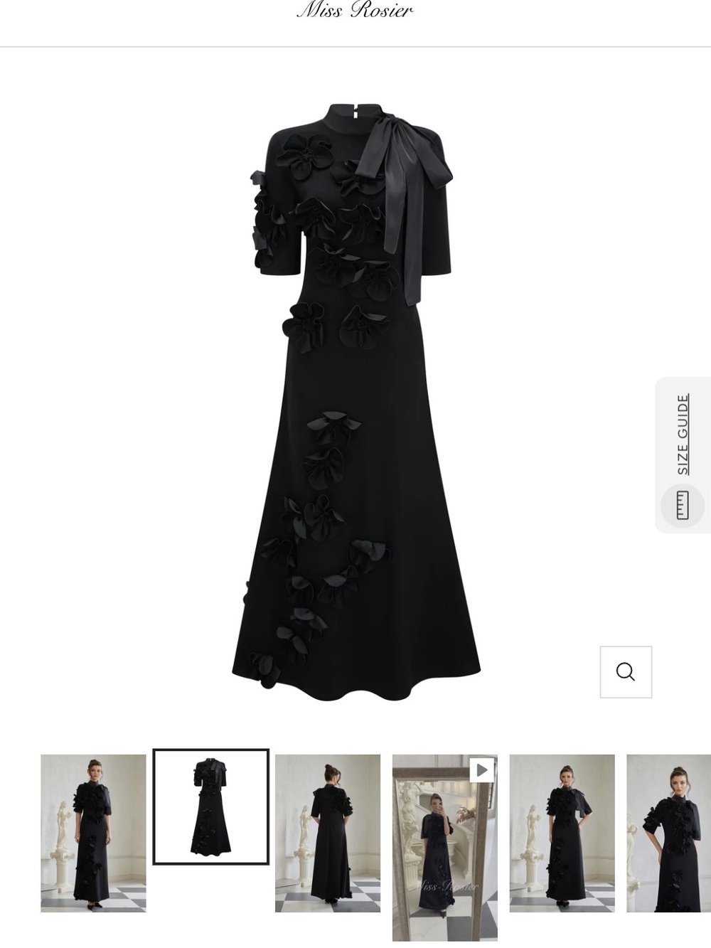 Miss Rosier Black Isidora Appliqué Evening Dress
